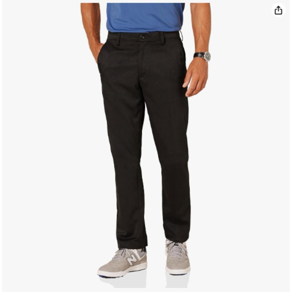 Amazon Essentials Mens Straight-Fit Stretch Golf Pant - Black - 42W x 28L